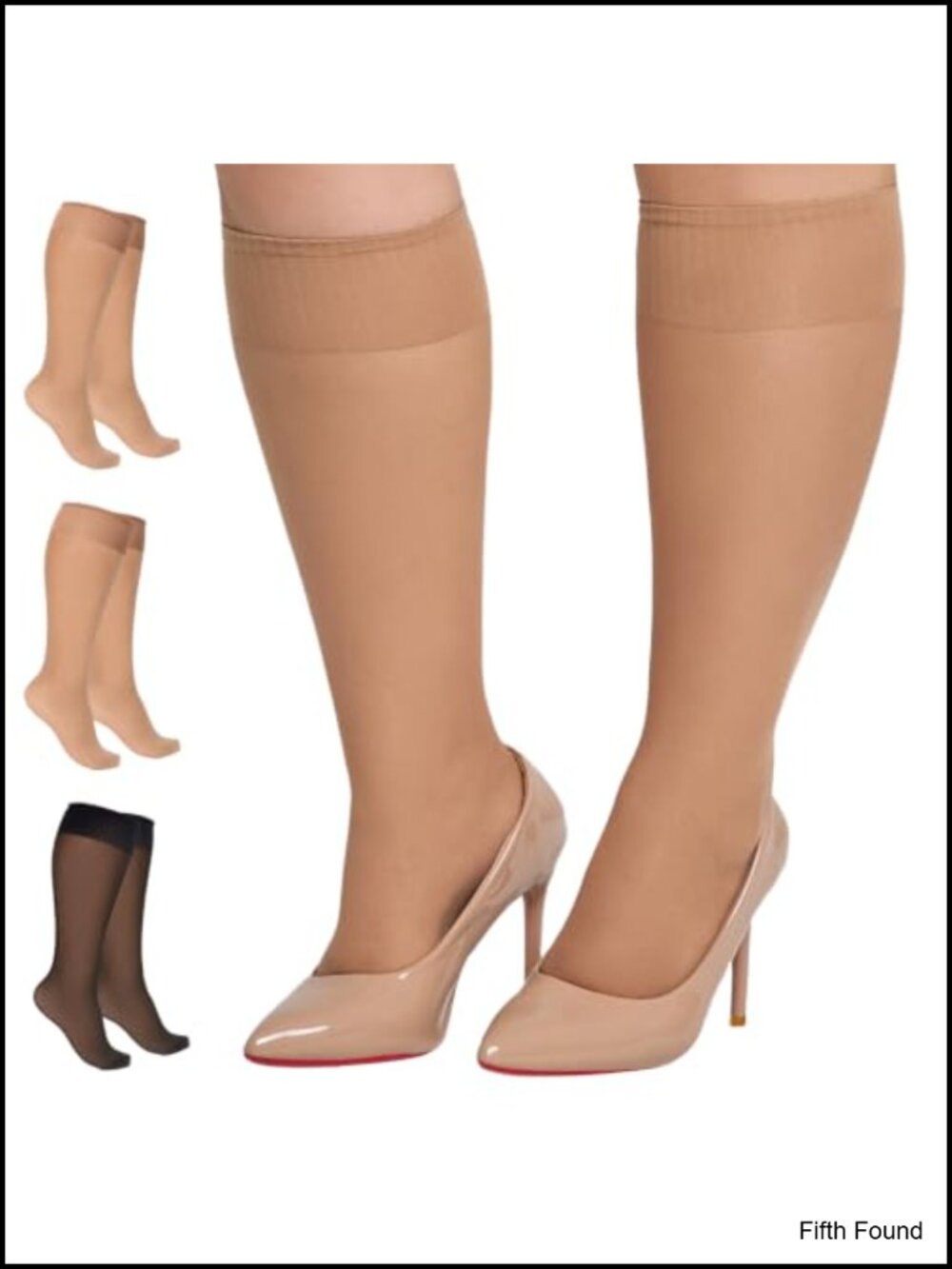 Plus Size Sheer Nylon Knee High Trouser Socks 15 Denier 3-Pair